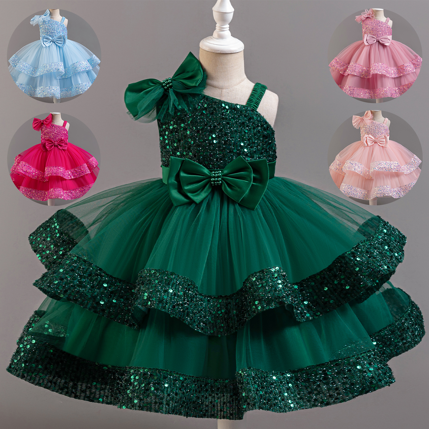 Baby Clothing Dresser - Flor princesa lentejuelas bebé boda fiesta