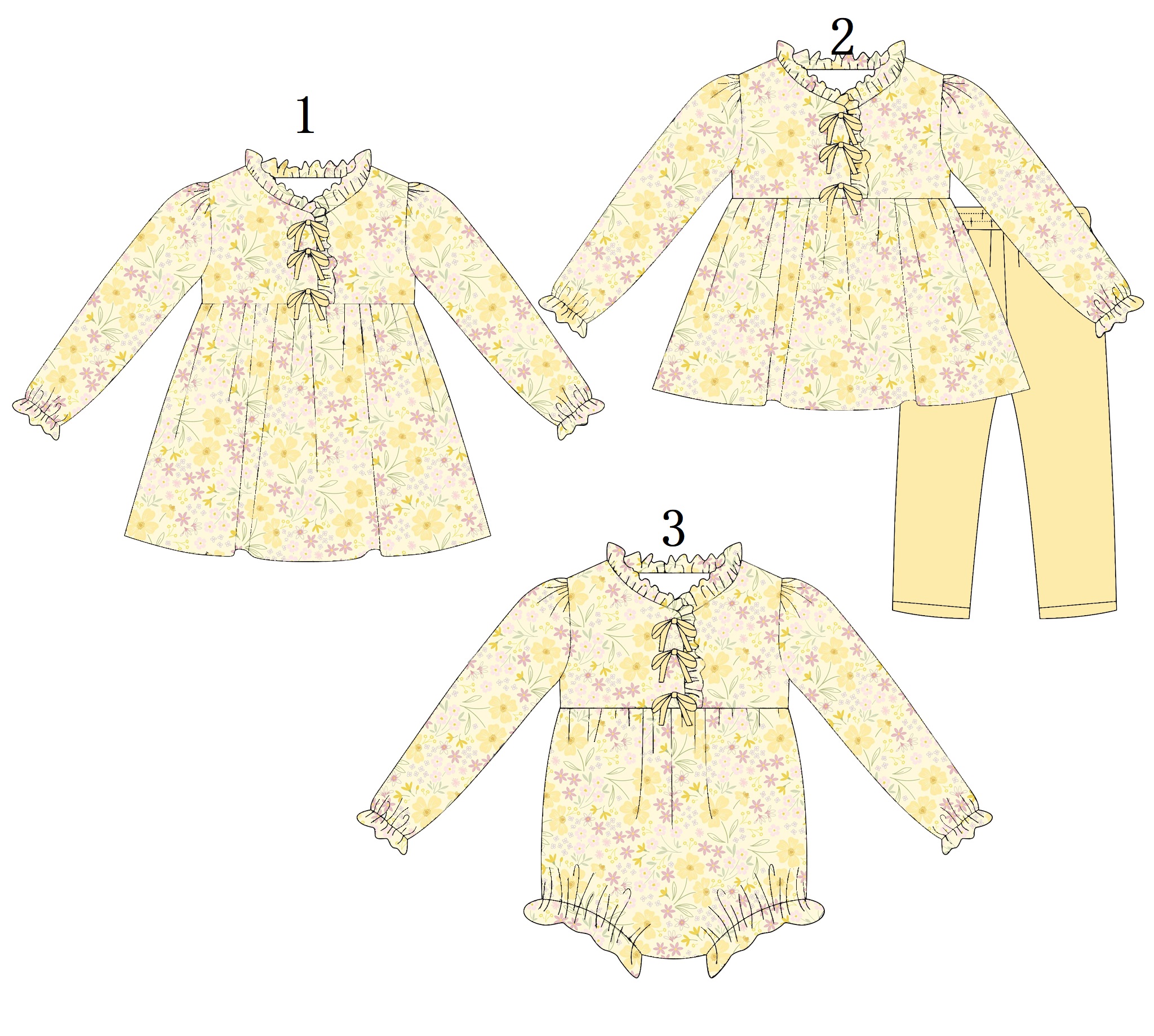 Baby Clothing High Quality - Traje con estampado Floral amarillo de