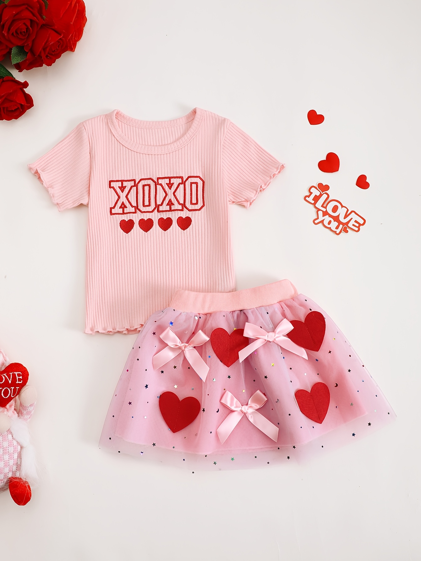 Xoxo Baby Clothing - Conjunto de Falda de Tul Bordada