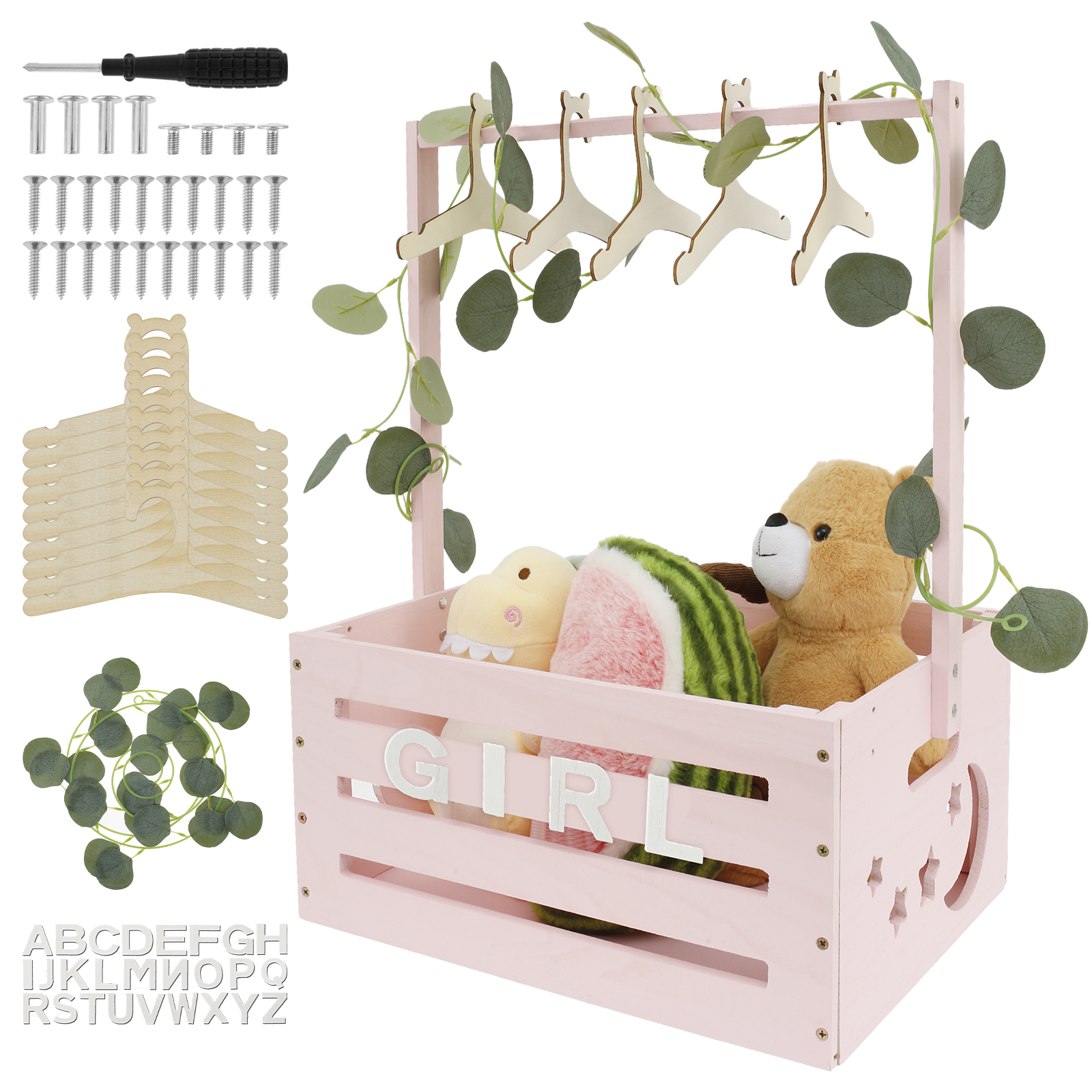 Baby Clothing Basket - Cesta de almacenamiento de madera para
